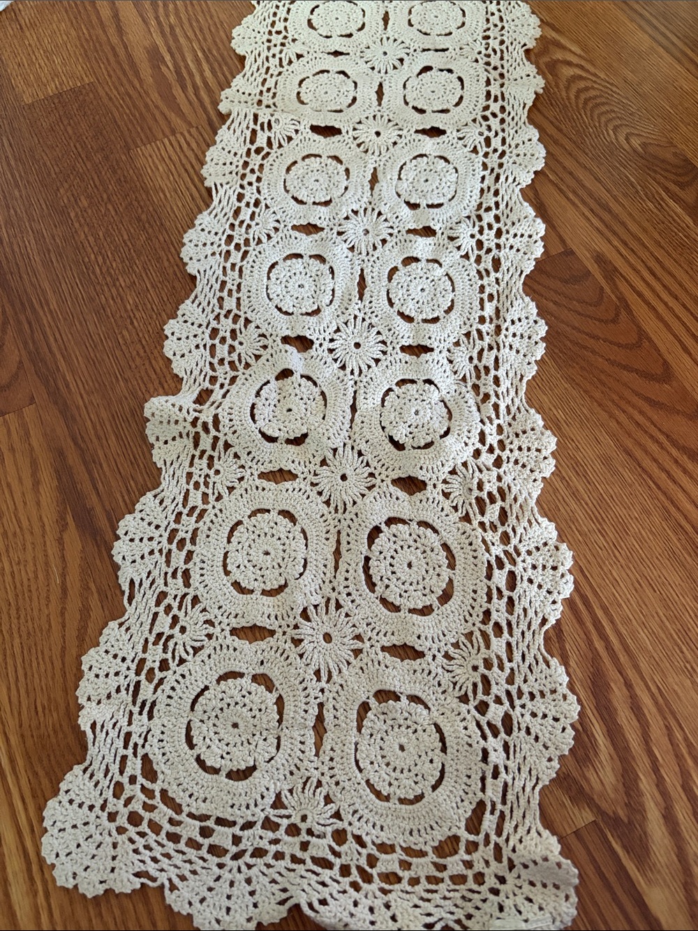 Crocheted Table Runner in Cream — Elegant Dining Accent